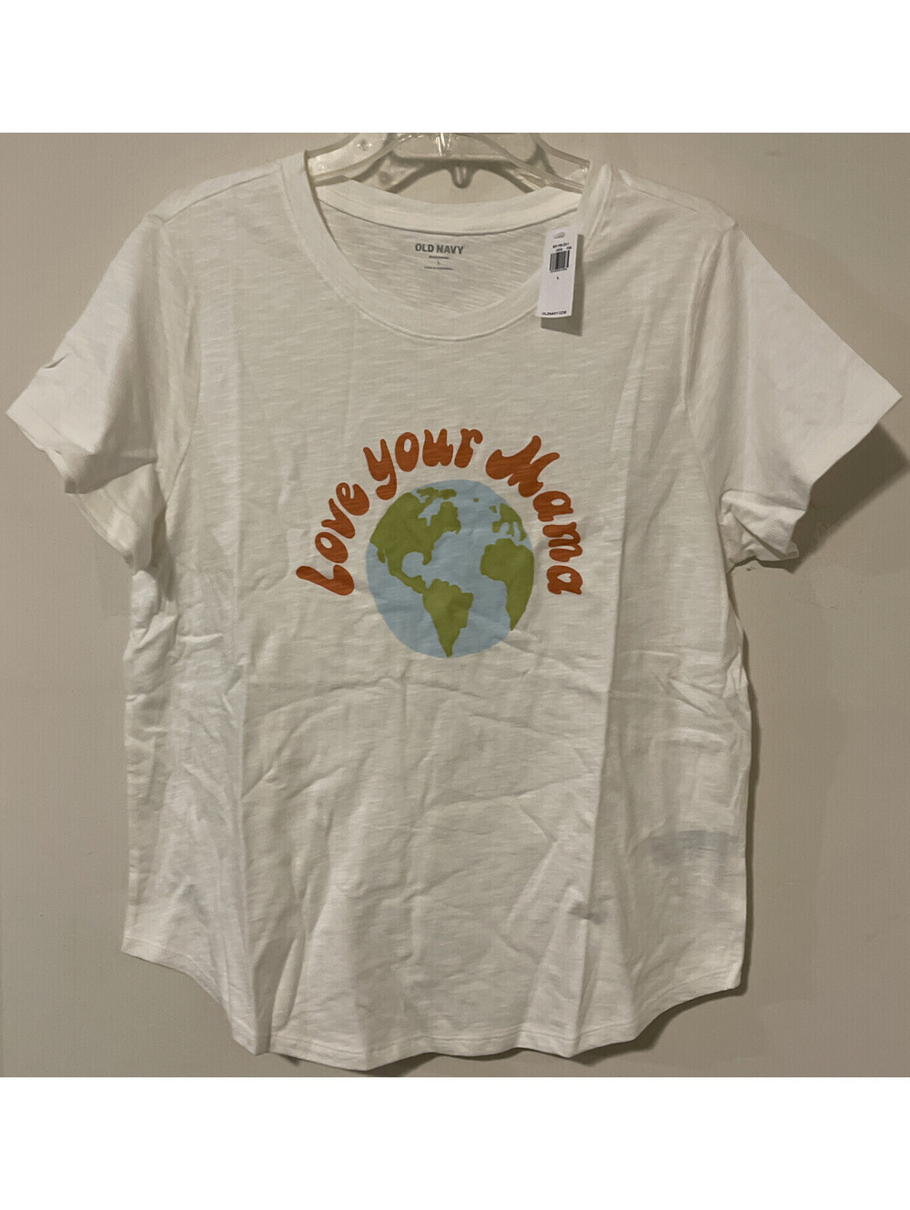 Old Navy Women’s Large Off White Cotton - Love Your Mama - Tshirt NWT! A2944